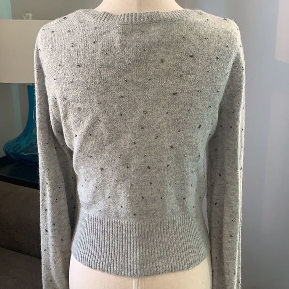 American Eagle Beautiful Beaded Angora Hair Cardigan sz med - Picture 3 of 9